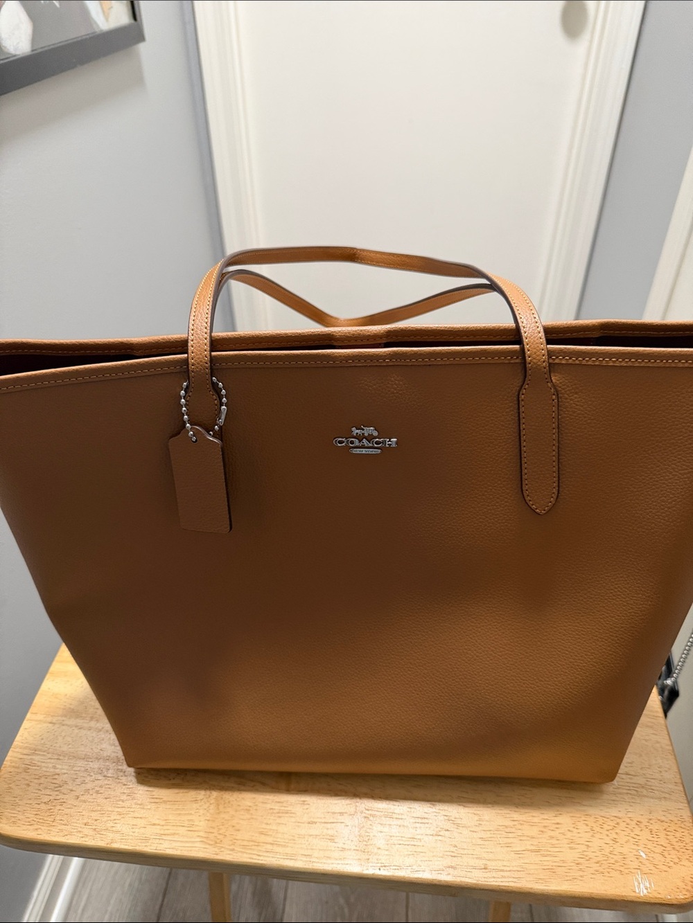 COACH Cognac Pebbled Leather Tote